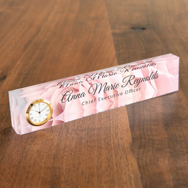 Rose and Clock Professional Nameplate (Side)