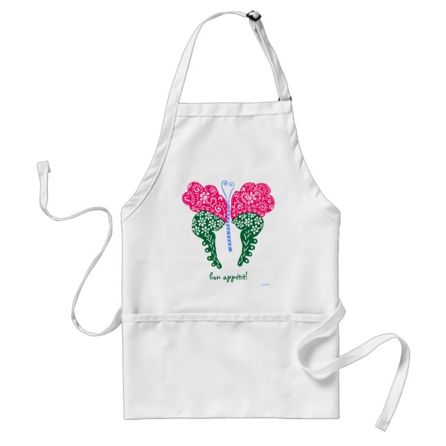rose and emerald green butterfly standard apron (Front)
