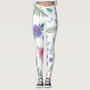 rose and flower petal and leaves design leggings