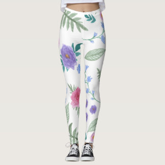 rose and flower petal and leaves design leggings