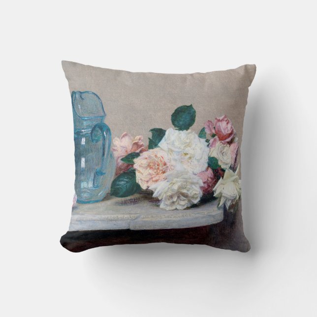 Rose and Glass Jug, Henri Fantin-Latour Cushion (Front)