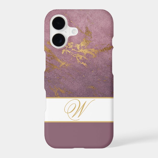 ROSE AND GOLD MARBLE LOOK, EDITABLE MONOGRAM (Back)