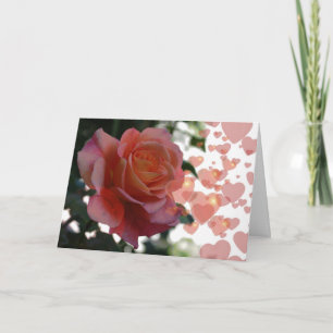 Rose And Hearts Holiday Card