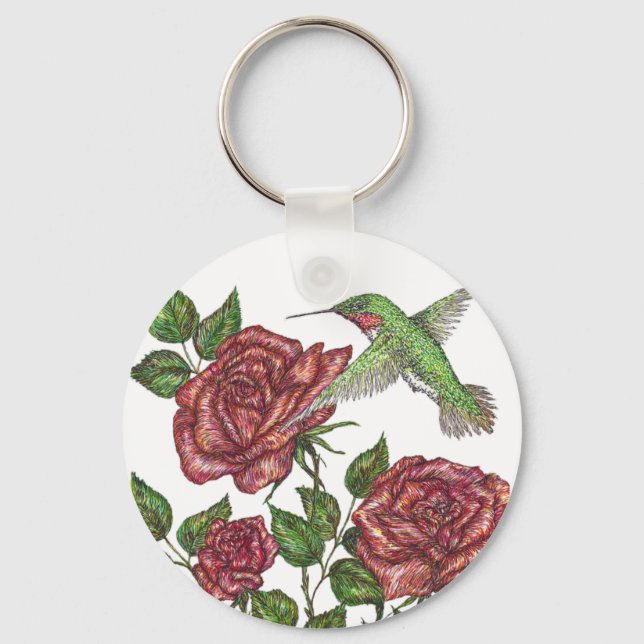 Rose and Hummingbir Key Ring (Front)