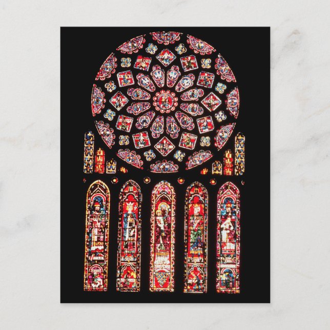 Rose and lancet windows from the north wall postcard (Front)