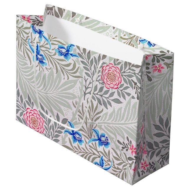 Rose and Larkspur, William Morris Large Gift Bag (Front Angled)