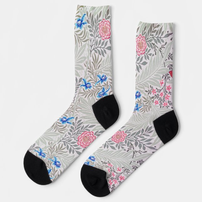 Rose and Larkspur, William Morris Socks (Left)