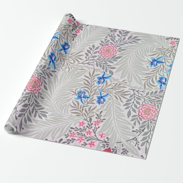 Rose and Larkspur, William Morris Wrapping Paper (Unrolled)