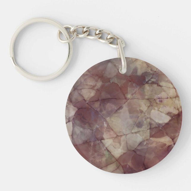 Rose and Lavender Brown Marble Key Ring (Front)
