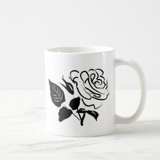 Rose and Leaves Sketch Coffee Mug