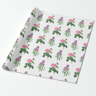 Rose and Lilac Botanical Print Wrapping Paper