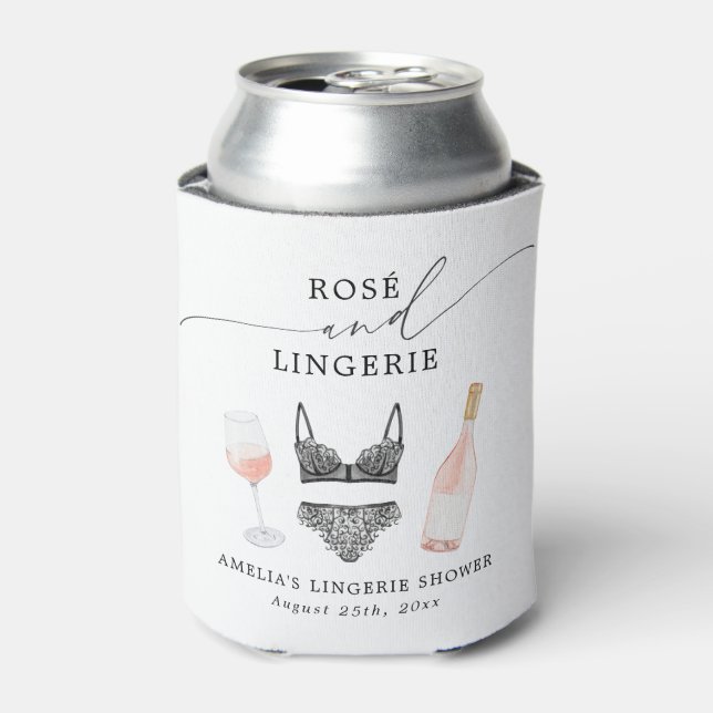 Rosé and Lingerie Bridal Shower Can Cooler (Can Front)
