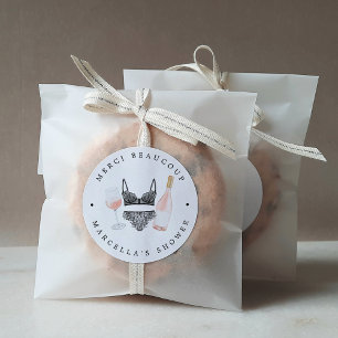 Rosé and Lingerie Shower Thank You Classic Round Sticker