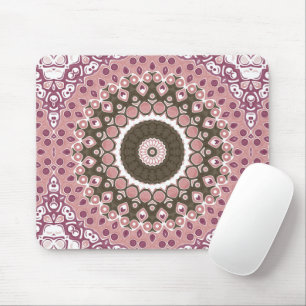 Rose and Mocha Mandala Pattern Floral Geometry Mouse Pad