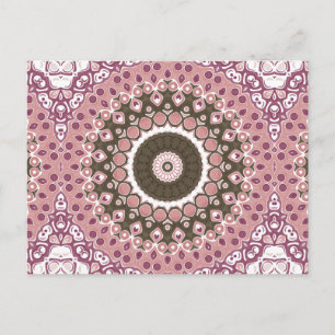 Rose and Mocha Mandala Pattern Floral Geometry Postcard