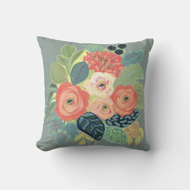 Rose and Mum Pillow-Silver Sky Cushion (Front)