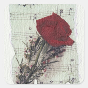 <Rose and Music> by Kim Koza 2 Square Sticker