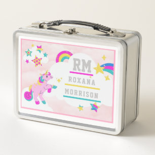 ROSE AND PINK BLUE, WINGED UNICORN LUNCH METAL BOX
