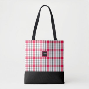 Rose and Pink Checks Custom Shoulder Tote Bag