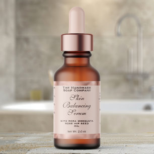Rose and Rose Gold Cosmetics Dropper Bottle Label