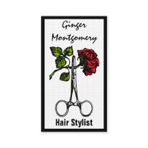 Rose and Scissors Hair Stylist Business Card