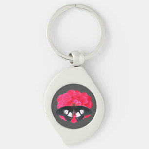 Rose and Swallowtail Key Ring