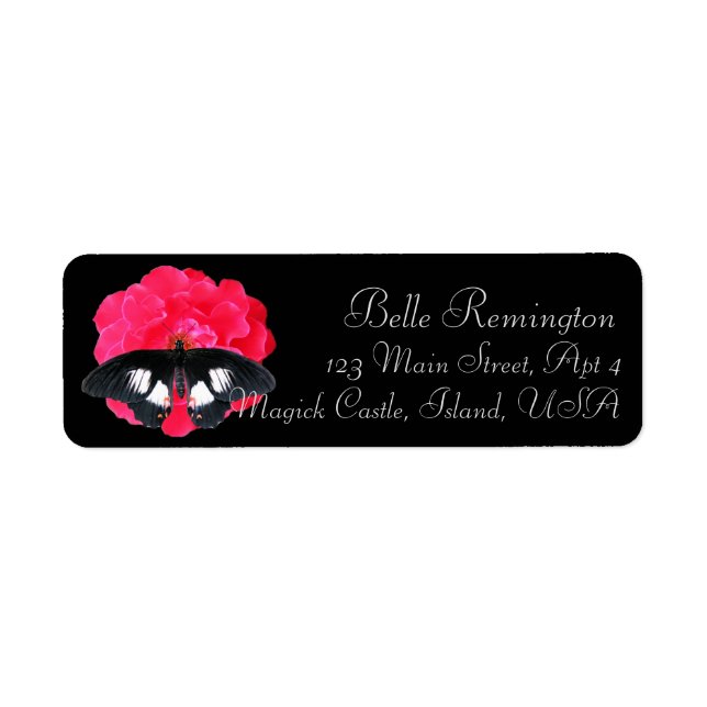 Rose and Swallowtail Return Address Label (Front)