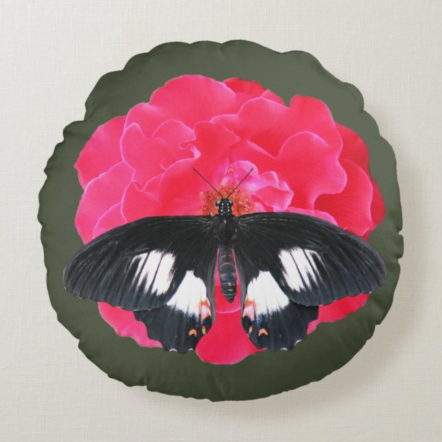 Rose and Swallowtail Round Cushion (Front)