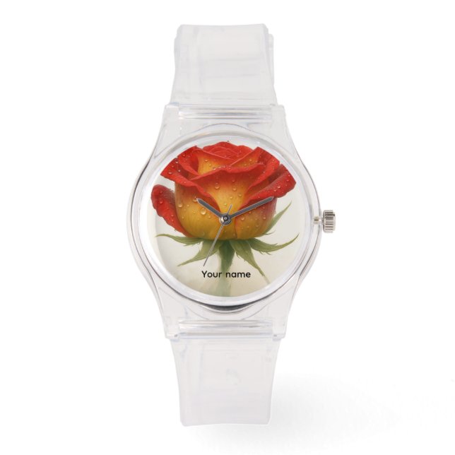 Rose and water droplets - beautiful  watch (Front)