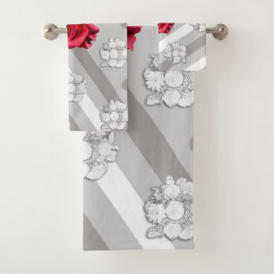 Rose And White Bouquet Bath Towel Set