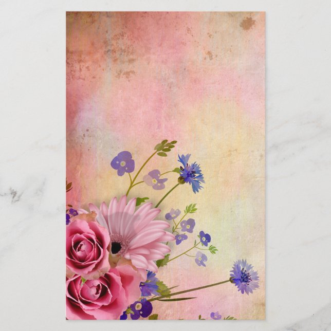 Rose and Wildflower Stationery (Front)