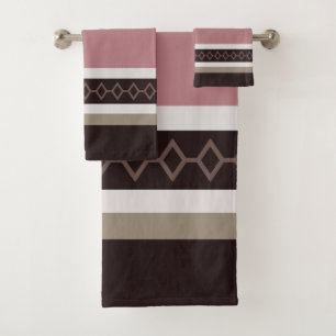 Rose and Wood Stripes Bath Towel Set
