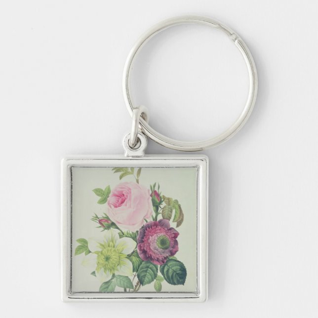 Rose, anemone and Clematide Key Ring (Front)