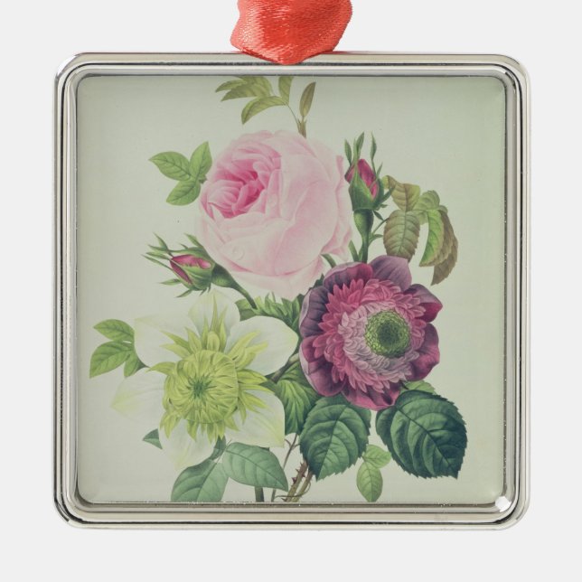 Rose, anemone and Clematide Metal Ornament (Front)