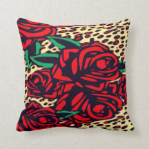 Rose Animal Print Throw Pillow