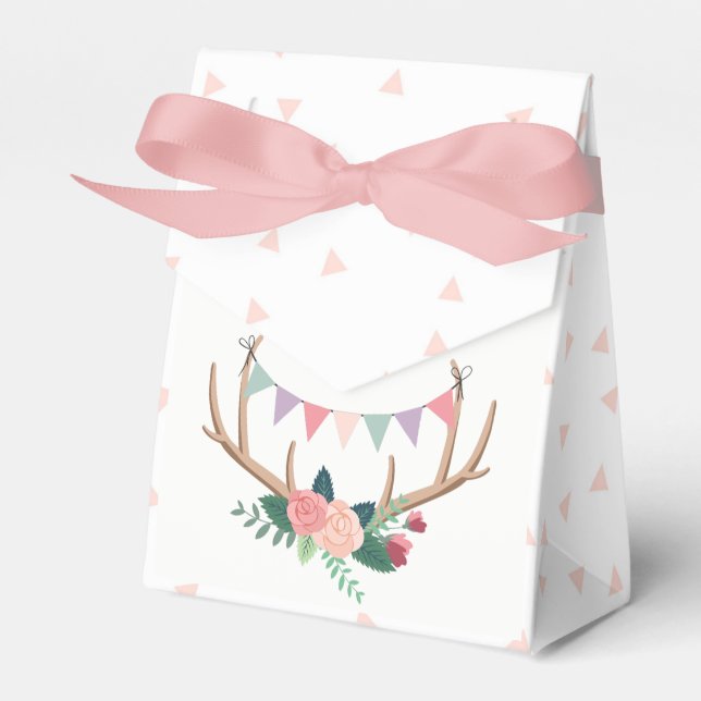 Rose Antlers & Party Bunting Girl's Birthday Favour Box (Front Side)