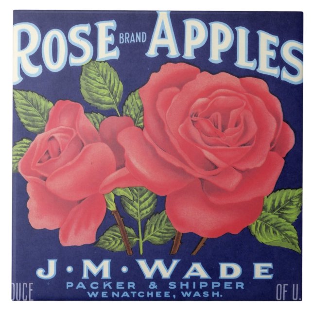 Rose Apples Fruit Crate Label Tile (Front)