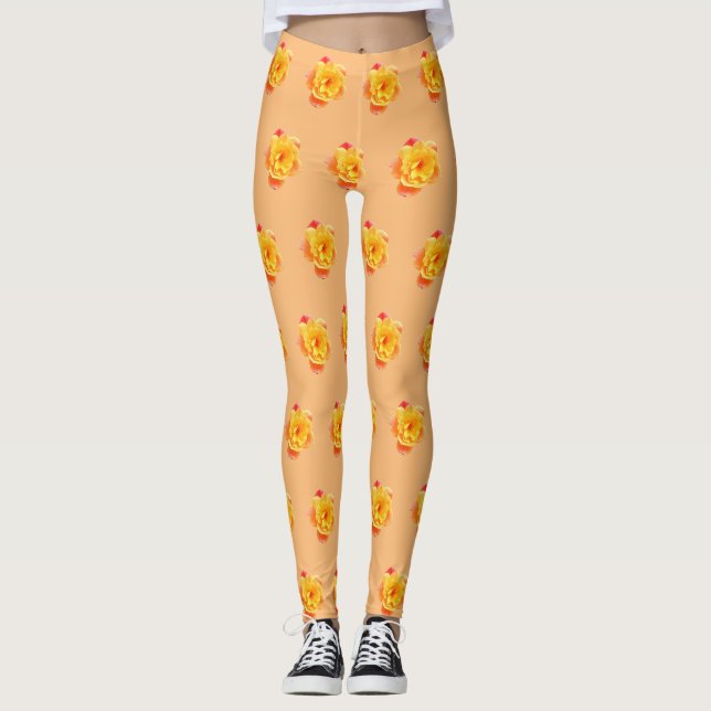 Rose apricot leggings (Front)