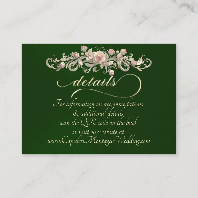Rose Arc Border, QR Code - Emerald Enclosure Card (Front)
