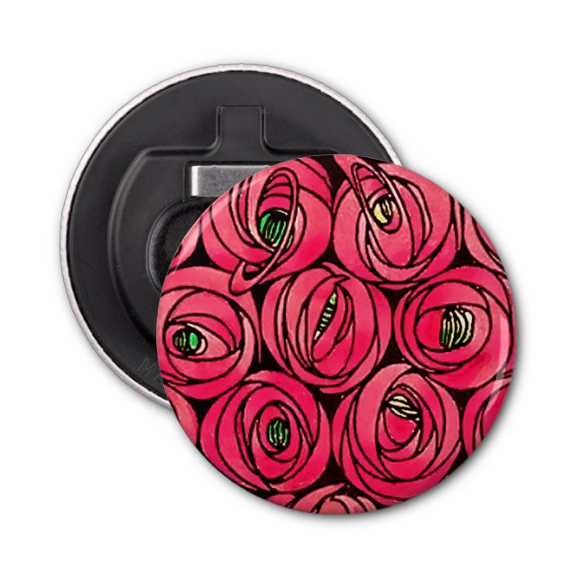 Rose Art Nouveau Rennie Macintosh Graphic Bottle Opener (Front)