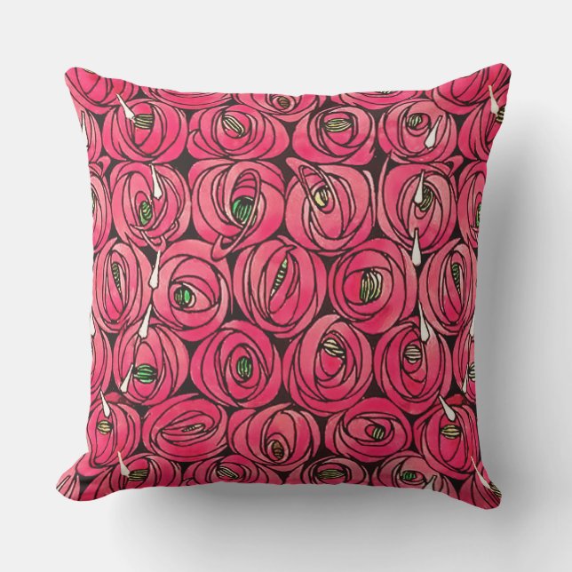 Rose Art Nouveau Rennie Macintosh Graphic Cushion (Front)