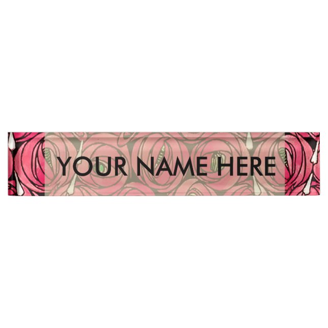 Rose Art Nouveau Rennie Macintosh Graphic Nameplate (Front)