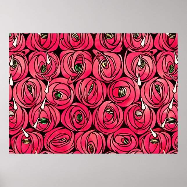 Rose Art Nouveau Rennie Macintosh Graphic Poster (Front)