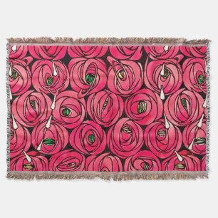 Rose Art Nouveau Rennie Macintosh Graphic Throw Blanket
