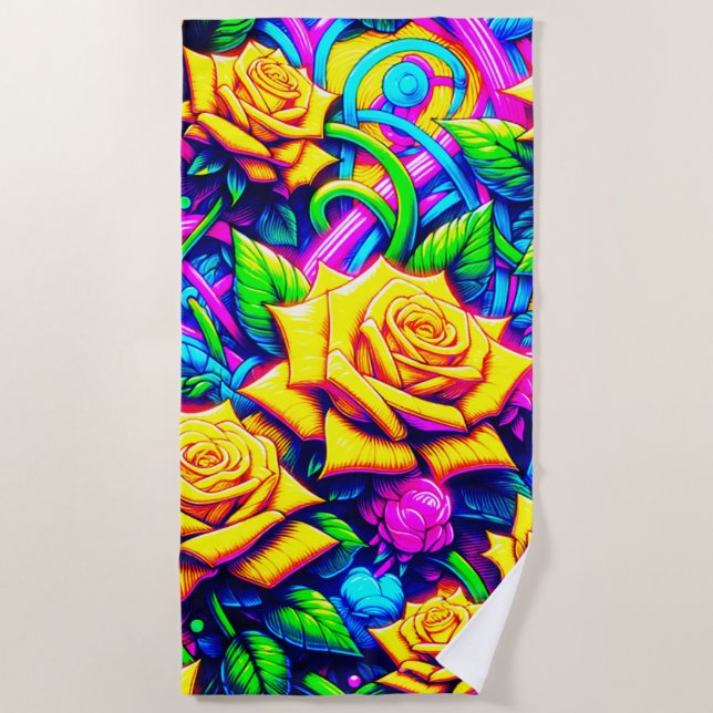 Rose Artwork Beach Towel (Front)