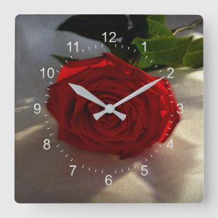 rose at dusk square wall clock