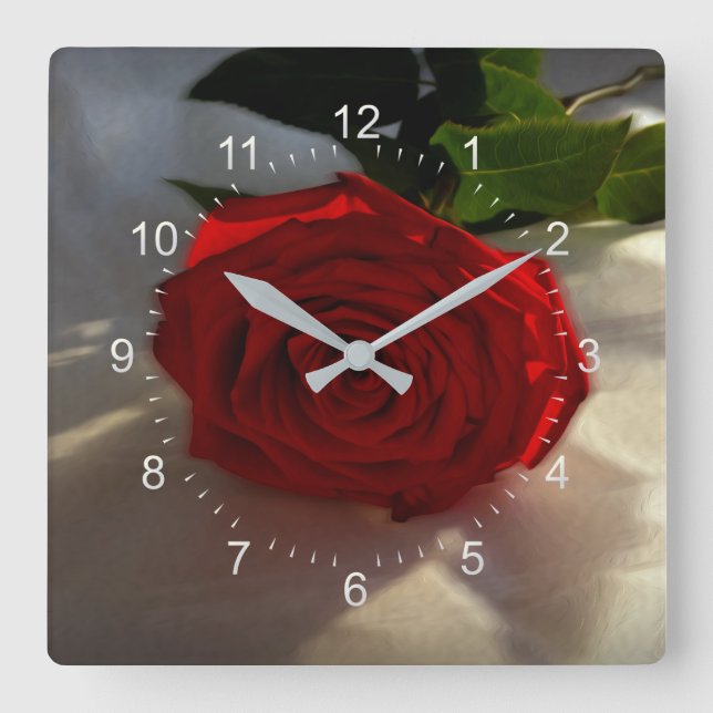 rose at dusk square wall clock (Front)
