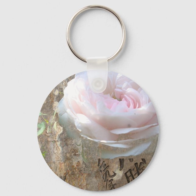 Rose auf Holz Key Ring (Front)