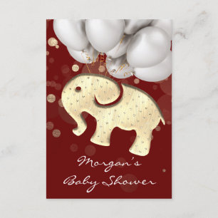 Rose Baby Shower Elephant Gold Ballon Burgundy Invitation