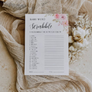 Rose Baby shower game – Word scramble Invitation